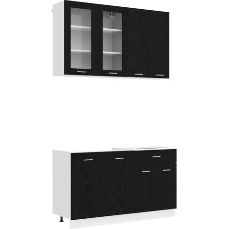 Kitchen Unit LYON 4 pcs Black Oak Engineered Wood vidaXL (1/5)