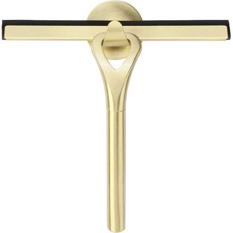 22cm Gold Shower Squeegee, Mark and Scratch Free, with Suction Cup Hook for Cleaning Bathroom Mirrors, Floors, Desks, Windows and Glass. (1/5)