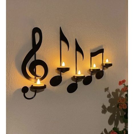 Musikalischer Kerzenhalter – Kerzenständer – Kerzenleuchter – Teelichthalter – Wandregal – Wanddekoration – Musikalische Noten (1/5)