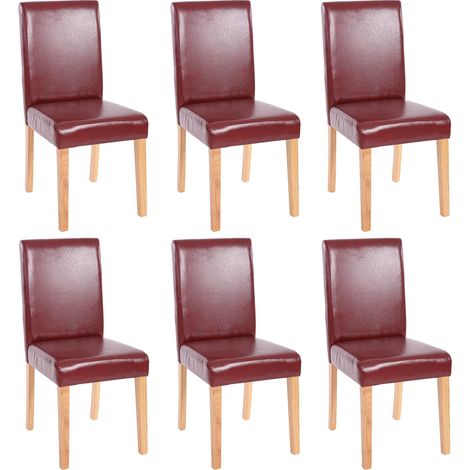 [NON UTILIZZATO] Set 6x sedie Littau ecopelle opaca soggiorno cucina sala da pranzo 56x43x90cm rosso piedi chiari