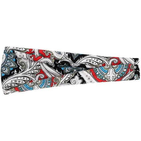 Bandeau bohème style boho à motif rétro, large bandeau, haute élasticité, absorbant la transpiration, imprimé-G (1/5)