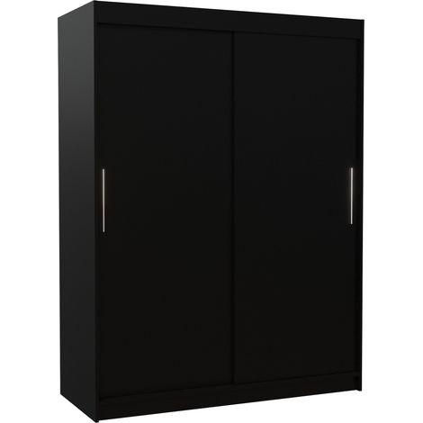 Armoire de chambre à coucher noir 2 portes coulissantes Douva 150cm (1/5)