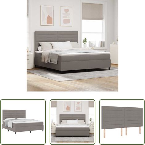 Matelas ferme-moyen -  Lit à ressorts avec matelas Taupe 180 x 200 cm tissu (1/5)
