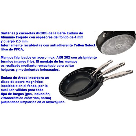 baja arcos endura 696100 sarten 24 cm aluminio forjado m-inox
