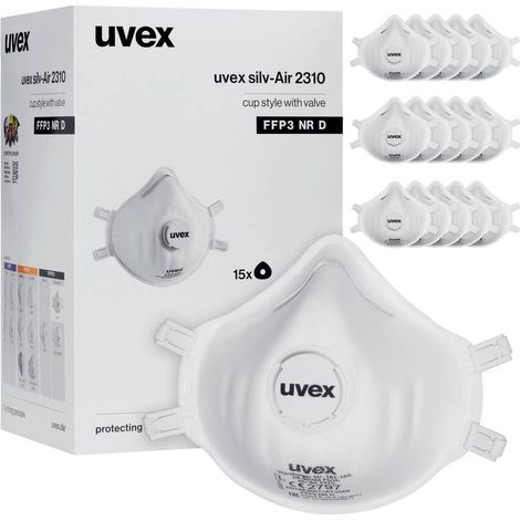 uvex silv-Air classic 2310 8762310 Mascherina antipolvere con valvola FFP3 D 15 pz. EN 149:2001 + A1:2009 DIN 149:2001 (1/2)