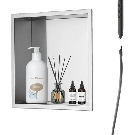 Niche de Douche de Salle de Bain, 33,02 X 33,02 cm, Acier Inoxydable 304, Double Étagère, Design Étanche, Facile à Nettoyer (1/5)