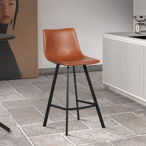 Tabouret de bar en PU cognac assise 65cm OSAKA (lot de 2) (1/5)