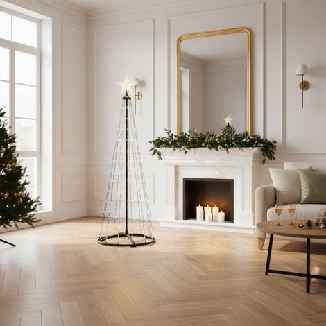 Albero di Natale, decorazione da giardino per esterni, con luci in cima, 3 pezzi. (1/5)