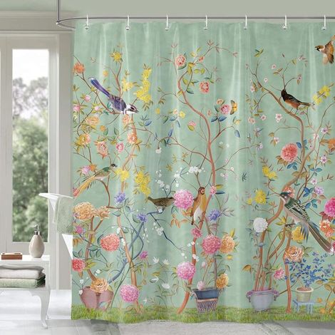 Rideau Douche Vert 71x71 Pouces Anti-Moisissure Imperméable (1/4)