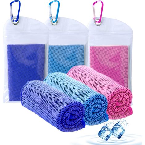 1 Serviette rafraîchissante, microfibre ultra-absorbante, technologie dry-soft, avec pochette et mousqueton, pour sport camping randonnée