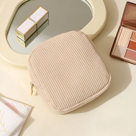 Lot de 2 étuis pour serviettes hygiéniques, tampons et culottes menstruelles, pochettes de rangement pour serviettes hygiéniques, coffret cadeau pour jeunes filles, blanc cassé (1/4)