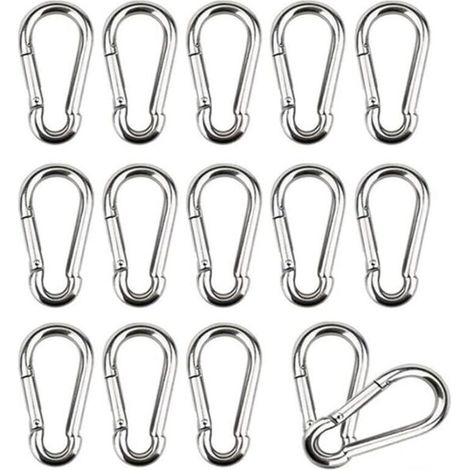 16 M4 Karabiner 304 Edelstahl Karabiner Kleiner Karabiner mit Federschnalle Geeignet zum Aufhängen Fester Haken 40 x 4 mm