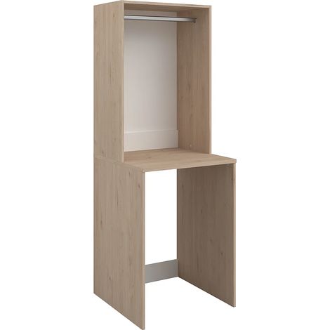 Meuble pour machine à laver avec penderie - Naturel clair - L65 x H184 cm - ERKANO