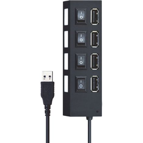 Hub usb 2.0 4 porte moltiplicatore sdoppiatore per pc notebook 4 uscite con interruttori on/off e luci led (1/2)