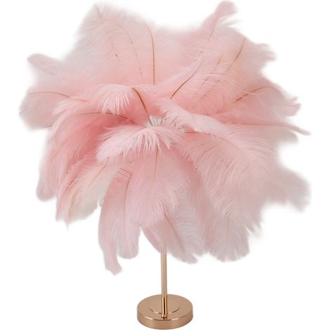 Lampe de table Feather, 3 couleurs, variateur tactile, prise USB, style romantique et moderne, lampe de chevet décorative pour chambre à coucher, rose (1/5)