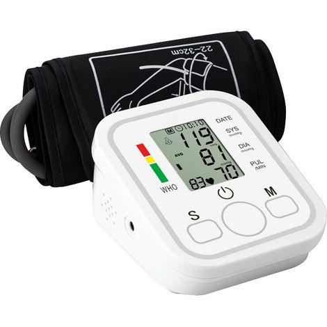GARRYFIZH Tensiomètre portable avec écran LCD, brassard de mesure précis et fonction de réglage de l'heure