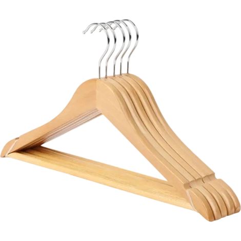 Cintre en bois massif antidérapant, cintre d'hôtel en bois sans couture, pince à pantalon, support à vêtements, cintre rétro pour vêtements d'enfants (1/5)