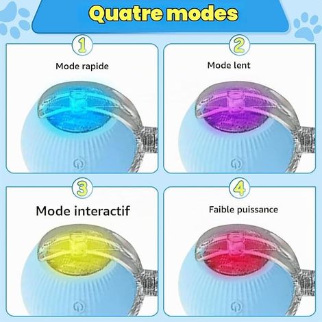 Jouet interactif Chat Balle Jouets interactifs Chats d'intérieur Jouet Interactif Chien Balle Qui Bouge Toute Seule Bleu (1/4)
