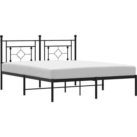 Maison Exclusive - Cadre de lit métal sans matelas avec tête de lit noir 150x200cm (1/5)