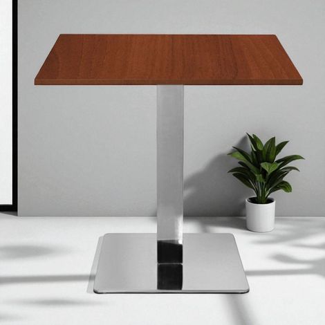 Tavolo bar pub ristorante 80x80 cm base argento e piano laminato Noce H 75 (1/3)