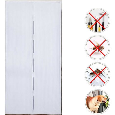 RIDEAU MOUSTIQUAIRE MAGNÉTIQUE AIMANTS INSECTES MOUCHES MOUSTIQUES MAISON 120X220CM BLANC (1/2)