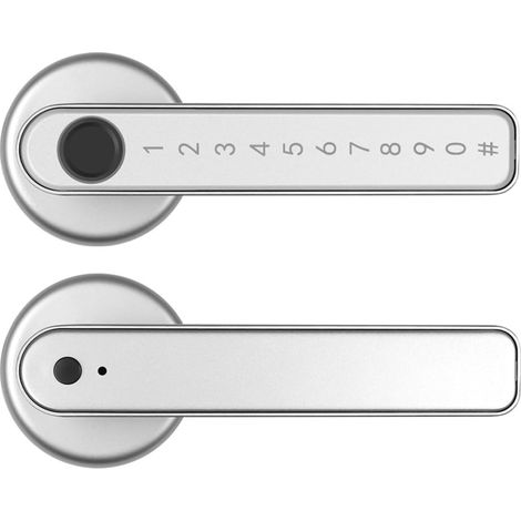Serrure Intelligente à Empreintes digitales, Code de Mot de Passe, Serrure de Porte, Bluetooth, biométrique, à Empreintes digitales, poignée électronique(Silver Color) (1/5)