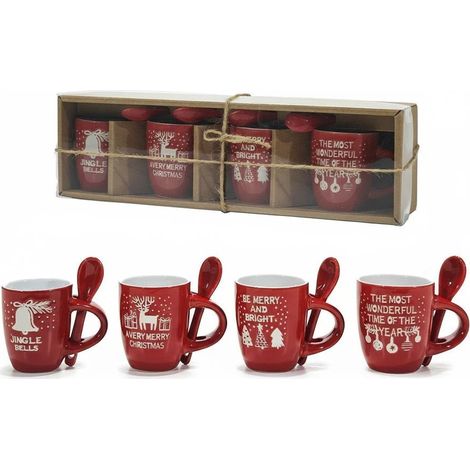 Trade Shop - SET 4 NATALISIERUNG TAZZIE DECORATES IN CERAMICA CAPACITY 7 CL MIT COORDINANZIERUNG -