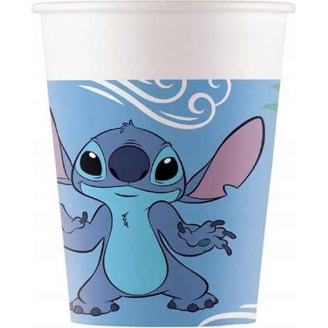 Bicchieri di carta per feste di compleanno a tema Stitch & Angel Lilo & Bajka, 200 ml, confezione da 8 pezzi.