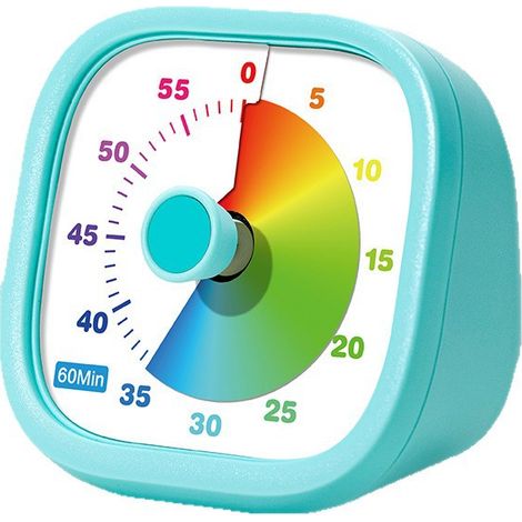Minuteur visuel 60 min avec cadran arc-en-ciel, silencieux, dégradé bleu