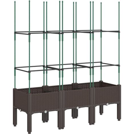 Maison Exclusive - Jardinera con enrejado PP marrón 120x40x142,5