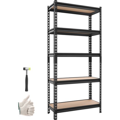 VEVOR Etagere de Rangement, 5 Niveaux Reglables, Etagere Charge Lourde Modulable 720x309x1520 mm, Capacite de Charge Totale 907,2 kg, Rayonnage Metallique pour Cuisine, Cave, Cellier et Salle de Bain (1/5)