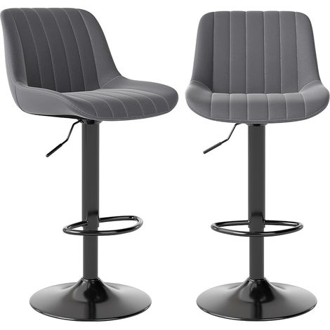Bar Stools , with Back, Adjustable PU Leather (Grey,Set of 2)
