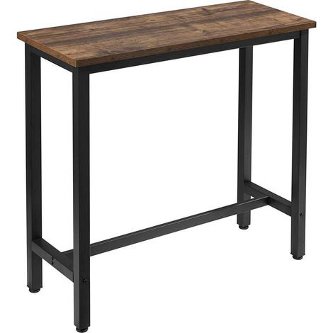 WOLTU Tavolo da Bar Rettangolare Alto Tavolino Bancone per Cucina Metallo Legno Legno Vintage+nero
