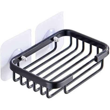Porte-Savon de Salle de Bain adhésif en Aluminium pour Salle de Bain et Toilettes, sans perçage (Noir) (1/5)