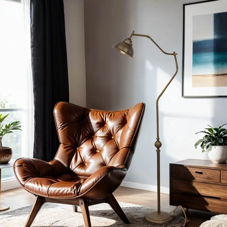 Stehleuchte Bronze Antik Echt-Messing Wohnzimmer Oslo