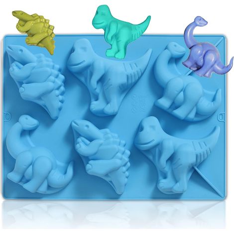 Moule à Gâteau en Silicone 6 Cavités Forme de Rainure Dinosaure Dino - Antiadhésif Moules Spécifique Cuisine pour Pâtisserie, Savons, Dessert, Décoration À 02 (1/5)