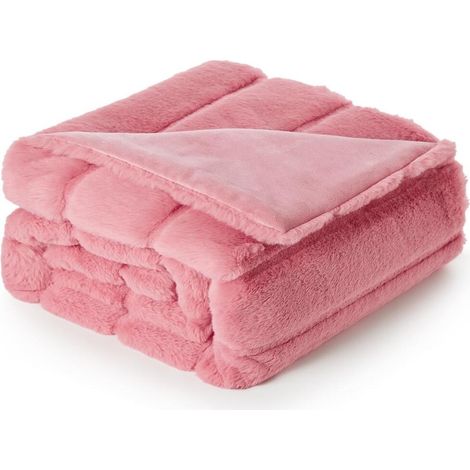 Couverture en fourrure pour canapé, couverture d'hiver épaisse et douce en peluche pour canapé, chambre à coucher, salon, 130 x 160 cm, Rose (1/4)