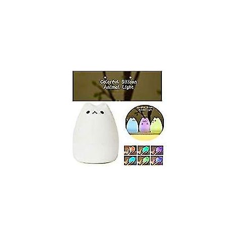 Veilleuse, lampe chat en silicone, lampe de chevet enfant LED, lampe chat en silicone mignonne pour enfants, 7 couleurs clignotantes, rechargeable par USB, changement de couleur, bébé