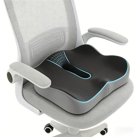 Coussin d'assise en mousse à mémoire de forme – Pour sièges de voiture et chaises de bureau – Soutien lombaire – Gris (1/4)