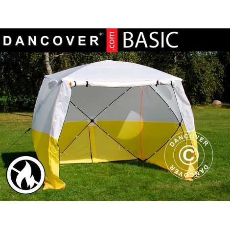 Carpa de trabajo, FleXshelter Basic, 2,1x2,1x2m, Ignífuga, Amarilla/Blanca - Dancover
