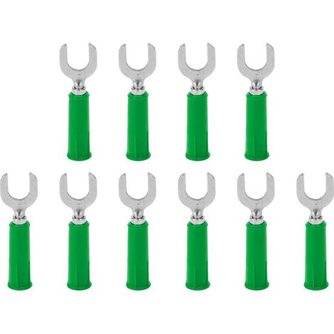 10 fiches banane type U 4mm/0.2in trou 8mm/0.3in fiche électrique verte laiton PVC connecteur (1/5)