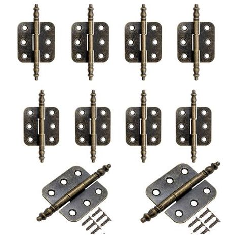 Lot de 10 charnières anciennes en métal, 70 x 35 mm, bronze, charnières en fer, design classique, pour armoires, portes, coffres, boîtes de rangement de style vintage, maison de campagne (1/5)