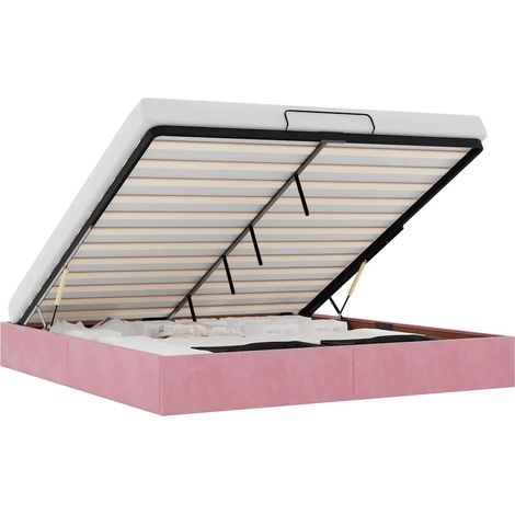 Maison Exclusive - Struttura Letto Pouf senza Materasso Rosa 200x200 cm in Velluto (1/5)
