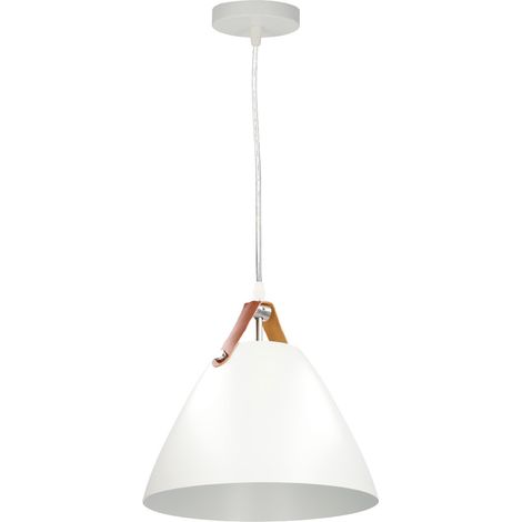 Lámpara de techo colgante serie "Dianza" E27 (40W máximo 230V) IP20 Ø27cm color blanco y cuero (1/5)
