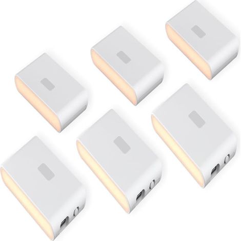 Luces nocturnas recargables con sensores de movimiento y luz, luz blanca cálida, fijación magnética, juego de 6