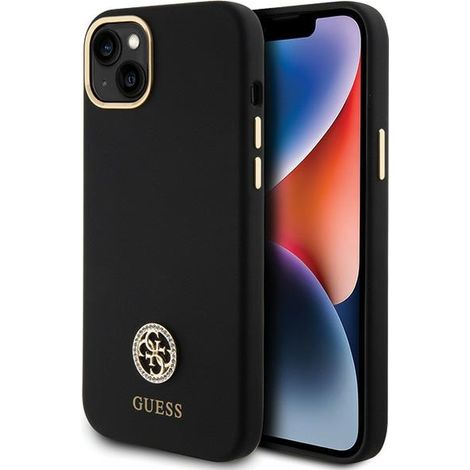 Coque rigide en silicone noire avec logo Strass 4G (Guess GUHCP15M4DGPK) pour iPhone 15 Plus/14 Plus 6,7 pouces (1/5)
