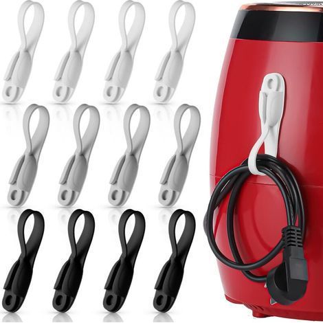 12 Pcs Cord Organizers for Home Appliances Silicone Adhesive Cable Organizer for Air Fryer Toaster Graduation Accessories (Black, White, Gray) (1/5)