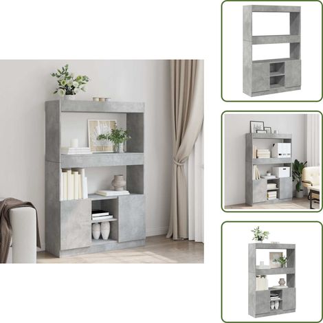 Highboard Betongrau 92x33x140 cm Holzwerkstoff - Highboard - Highboards - Bücherschrank - Bücherregal (1/5)
