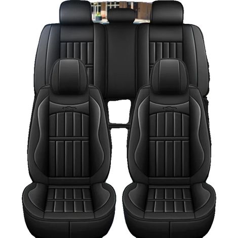 Housses de siège auto, cuir PU, ajustement universel, noir (1/5)