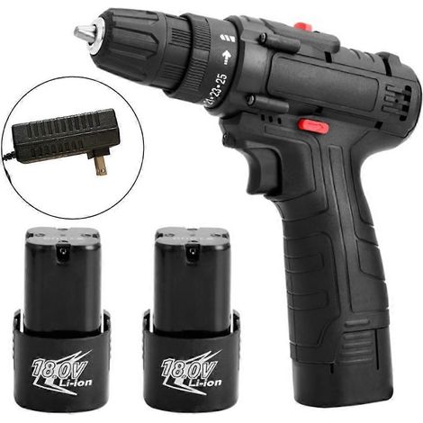 Perceuse à percussion sans fil 18V, sans balais, puissante, avec batterie lithium rechargeable, tournevis électrique, lumière LED intégrée, deux batteries et un chargeur (modèle US).